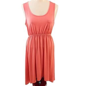 Mix and Co Coral Sleeveless High Low Pocket Dress